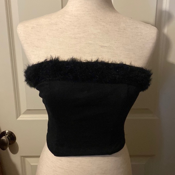 Betty and Sheila Garments Tops - Vintage 90’s faux fur trimmed bustier